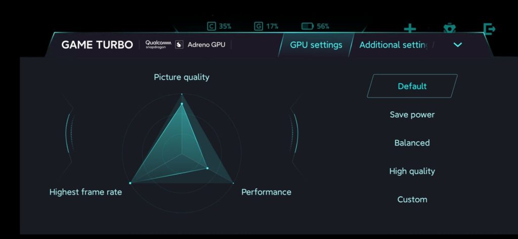 Скриншот обновленного приложения Game Turbo, которое должен получить Mi 10 Pro plus