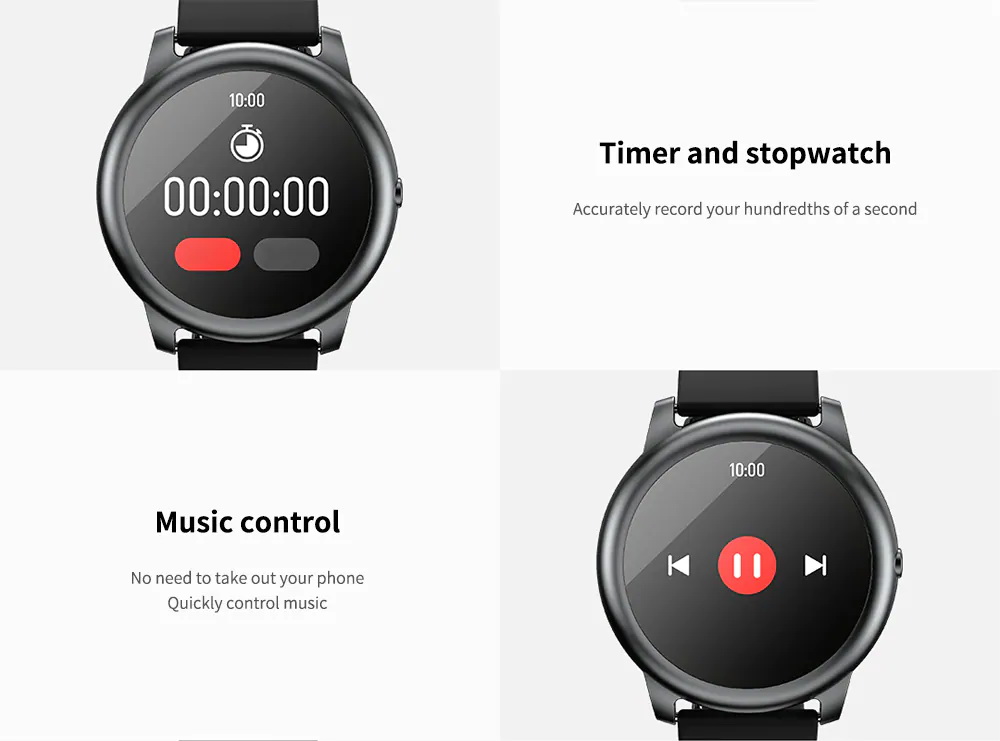 Управління музикою і таймер в Hailou Solar Smart Watch